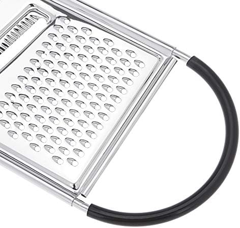 Amazon Basics Cheese Grater with Handle, Stainless Steel Zester, Easy to Clean, Dishwasher Safe, Rectangular, Non-Slip, Multifunction Tool for Kitchen Prep, Vegetables, Black