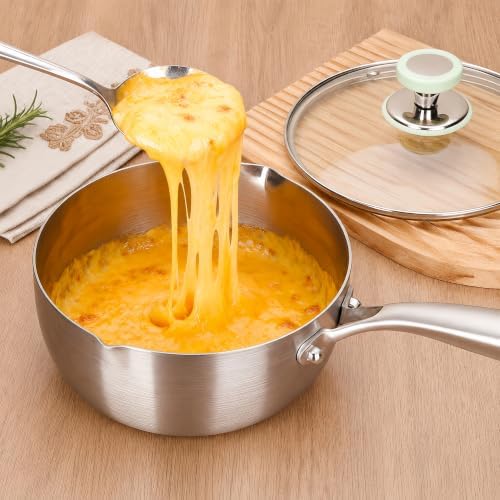 Titanium Saucepan with Lid, No Coating Non-Stick Titanium Pot（2 QT)