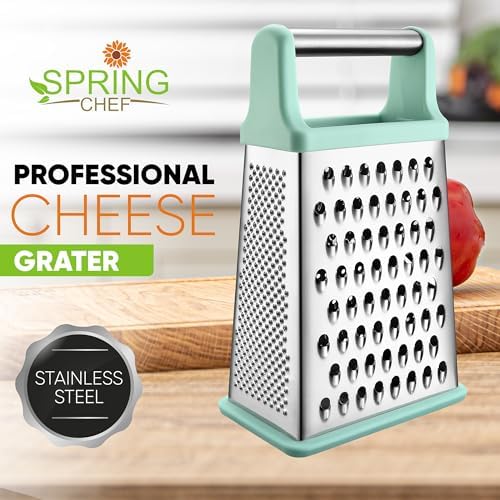Spring Chef Stainless Steel XL Cheese Grater for Kitchen, Mint