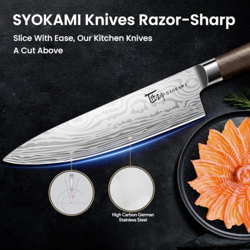 SYOKAMI 14-Piece Kitchen Knife Set with Magnetic Block, New for 2026