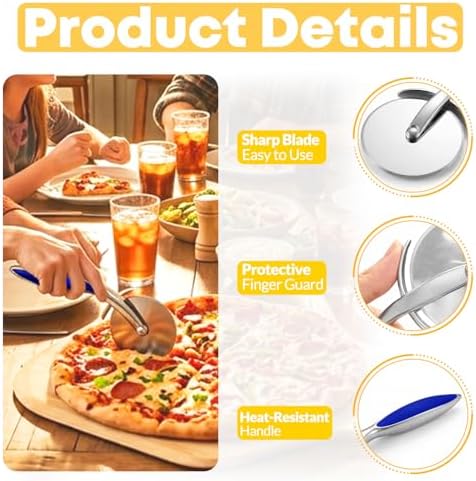 Pizza Cutter Wheel, Sharp Stainless Steel Pizza Slicer with Finger Guard, Non-Slip Comfortable Handle, Multi-Purpose Kitchen Cutter for Pizza, Pie, Dough and Pastry, Easy to Clean,Blue