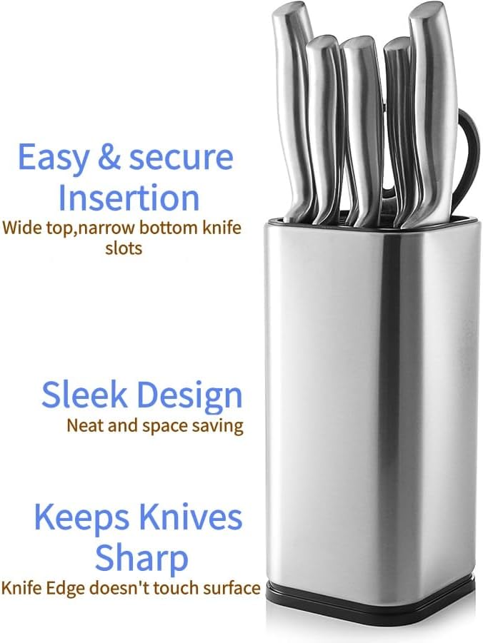Kitchen Knife Holder,Stainless Steel Universal Knife Block Holder,Edge-Protect Knife Storage Organizer,Space-Saving Knife Storage Countertop, Slotless Knife Holder Storage for Kitchen Counter
