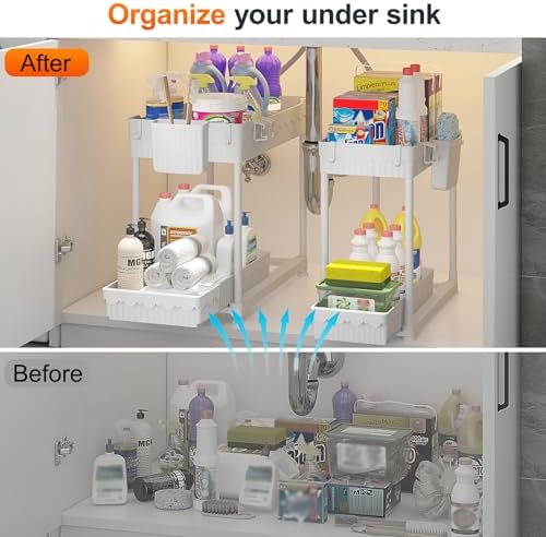 Sevenblue 4-Pack 2-Tier Under Sink Organizer with Pull Out Drawers