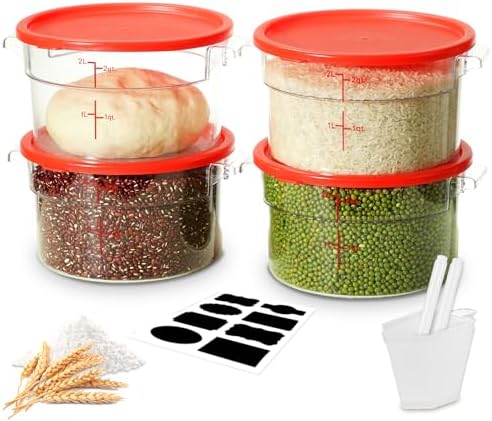 2QT&4QT 4PCS NSF Commercial Clear Food Storage Containers with Lids(RED)
