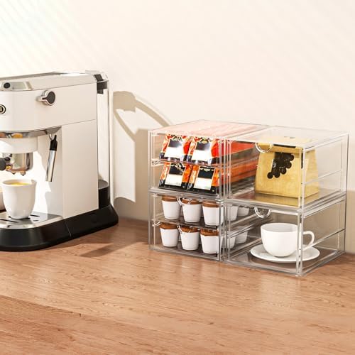 caktraie 4-Drawer Acrylic Storage Organizer for Desk, Crafts,Vanity