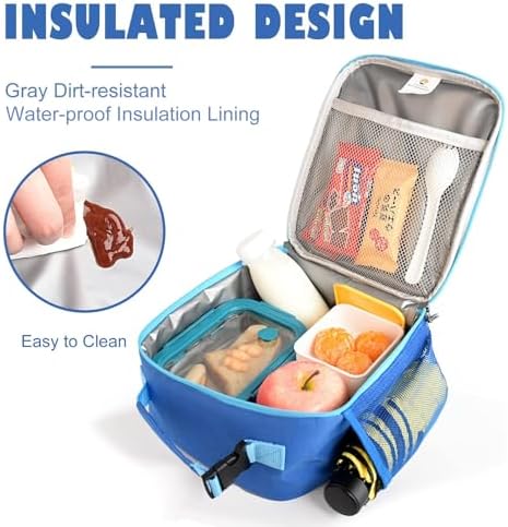 CaCTOUR Lunch Box Kids,Premium Insulated Lunchbox for Girls Boys,Soft Mini Cooler Bag Back to School Thermal Reusable Lunch Bag for Work School Picnic (Blue)