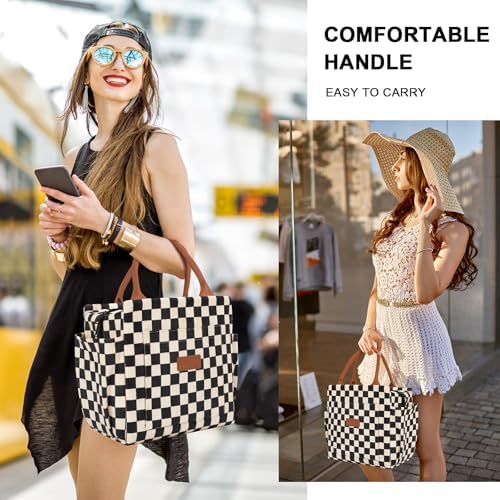 Joymee Lunch Box Women for Work Insulated Corduroy - Checker Black