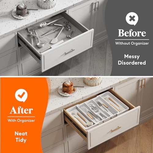 Lifewit Utensil Organizer for Kitchen Drawers, Expandable Utensil Tray