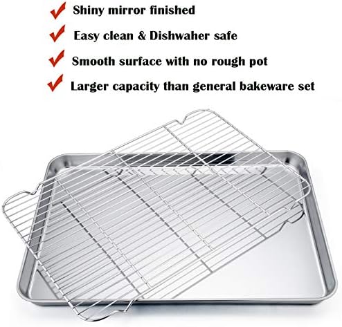 P&P CHEF Stainless Steel Baking Sheet with Rack Set for Cookie, 19.6 Inch