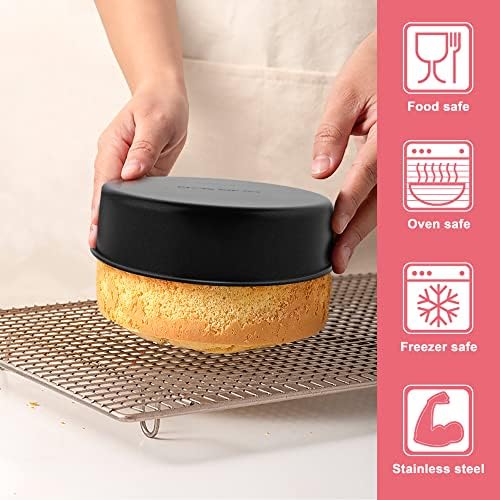 E-far 6 Inch Cake Pans Set of 2, Nonstick Small Cake Pans & Parchment Paper
