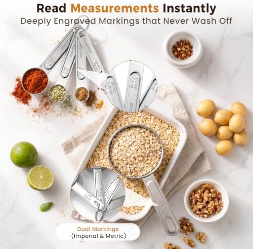 11 PCS Measuring Cups and Spoons Set with Funnel & Mini Spoons for Baking