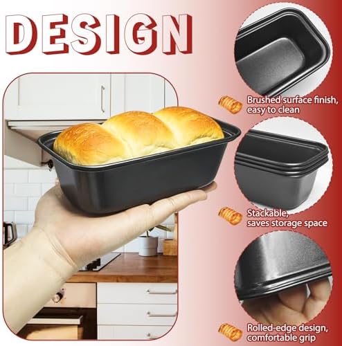Zddaoole 4 Pack Mini Loaf Pans Set,6 x 3.4 x 2 In Tiny Meatloaf Pans,Small Banana Bread Tins,Stainless Steel Baking Pans for Homemade Cake,Brownies