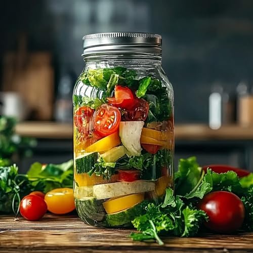 ComSaf Regular Mouth 24 oz Mason Jars 6 Pack, Tall Glass Jars with Lids