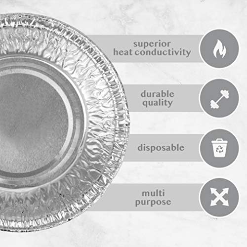 PLASTICPRO 4.5'' Inch Round Tin Foil Pans Disposable Aluminum, Freezer & Oven Safe Pack of 50