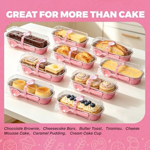 NPLUX Halloween Baking Tins with Lids, 6.8oz 200 Pack Pink for Home Bakers