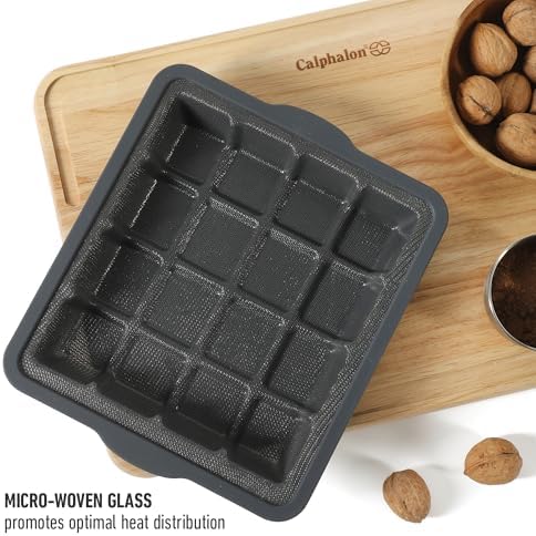 Calphalon Omni 8.3 x 7.4-Inch Cake Pan with GlassFlex Technology, Flexible Silicone & Micro-Woven Glass Core for Ultra Airflow & Even Baking, Grey