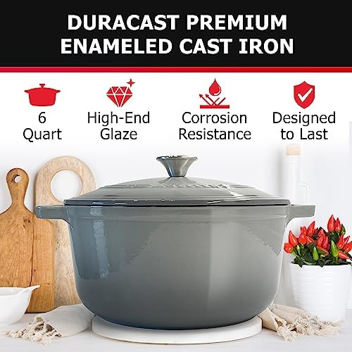 Mueller 6 Quart Enameled Cast Iron Pot Dutch Oven, Heavy-Duty