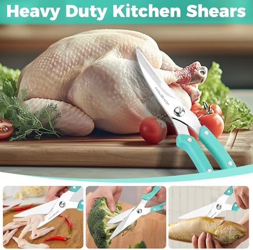 HAUSHOF 10" Poultry Shears, Stainless Steel Kitchen Scissors for Food
