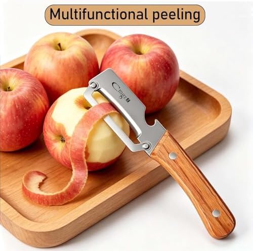 Left-Handed Vegetable Peeler Wooden Stainless Blade for Fruit Potato