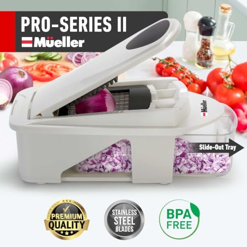 Mueller Pro-Series 12 Blade Vegetable Chopper, Mandoline Slicer and Spiralizer, White/grey