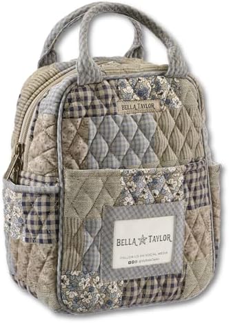 Bella Taylor Lunch Tote, Quilted Lunch Bag, Khaki Patchwork