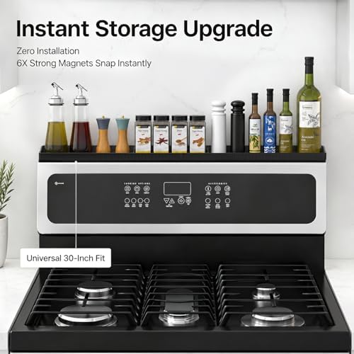 30" Magnetic Stove Top Shelf, Silicone Over the Stove Spice Rack Organizer