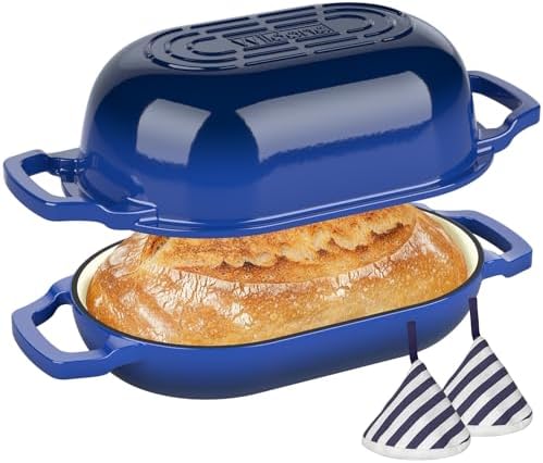 Wildone Enameled Cast Iron Dutch Oven Pot with Lid, Oval Bread Oven