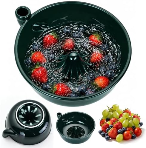 Ceramic Berry Washing Bowl with Auto-Spin Swirl Drainage