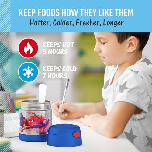 THERMOS FUNTAINER Kids Food Jar with Spoon, 10oz, Spider-Man