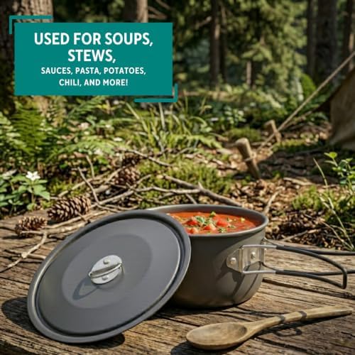 MIRRO 1.3 Qt Hard Anodized Camping Pot with Lid for Hiking Backpacking