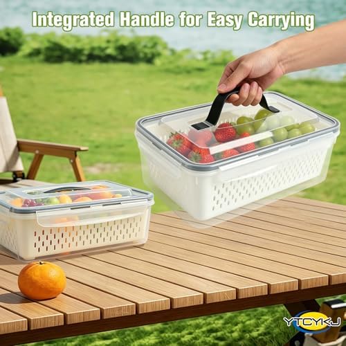 5-Pack Fruit Storage Containers for Fridge with Removable Colanders & Lids
