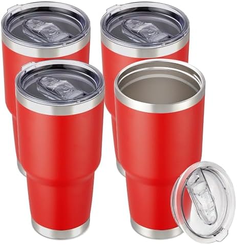 30 oz Tumbler with Lid Stainless Steel Tumblers Bulk, 4 Pack