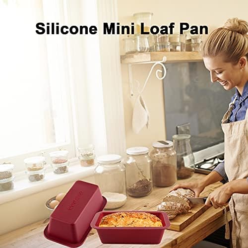 Nalchios Silicone Mini Loaf Pan Set of 4, Non-Stick Easy Release Rectangle Cake Pan for Baking Bread, Flexible BPA Free Baking Mold and Bread Mold, Toast Pan, Brownie Loaf Pan, Cake Mold