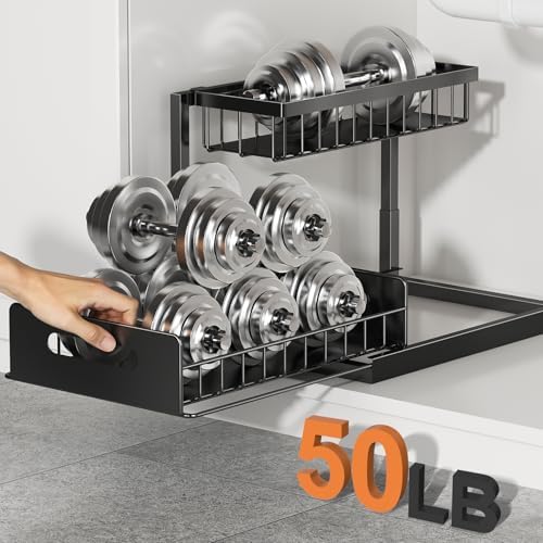 REALINN Under Sink Organizer, L-Shaped Pull Out Cabinet Organizer, Kitchen