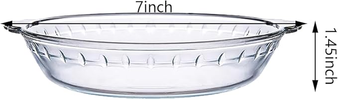 FEOOWV 1 Pack Round Glass Pie Pans for Baking Round Baking Dishes with Handles for Apple Pie Pumpkin Pie Salads (Clear 7in)