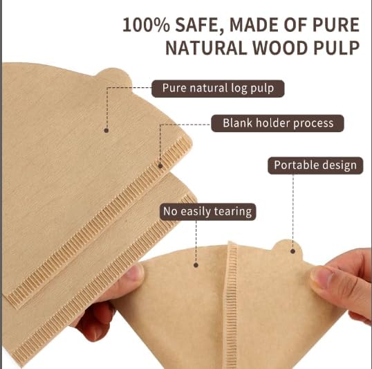 200 Count Coffee Filters #4, Cone Coffee Filter 8-12 Cup, Natural