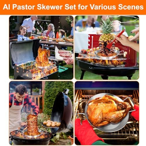 Al Pastor Skewer for Grill, Large 13 Inch Gyro Pan with Fat Separator