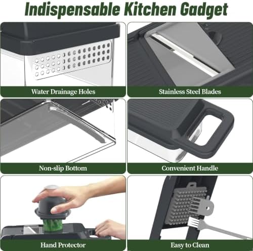 12-in-1 Vegetable Chopper 7 Blades, Veggie Cutter with Handle, Grey