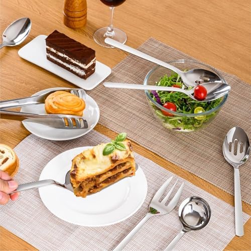 KINGSTONE 12 piece Large Hostess Serving Utensils Set,18/10 Stainless Steel