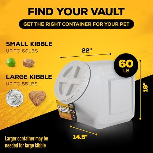 Vittles Vault Traditional Dog and Cat Food Container + Scoop, Gray, 60lbs