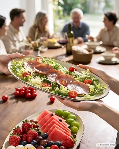 famiware Serving Platters Set of 3 Sizes - Oval, Light khaki