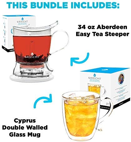 GROSCHE Aberdeen Smart Tea Maker BPA-Free Tea Infuser 34 oz + 16 oz Mug Set