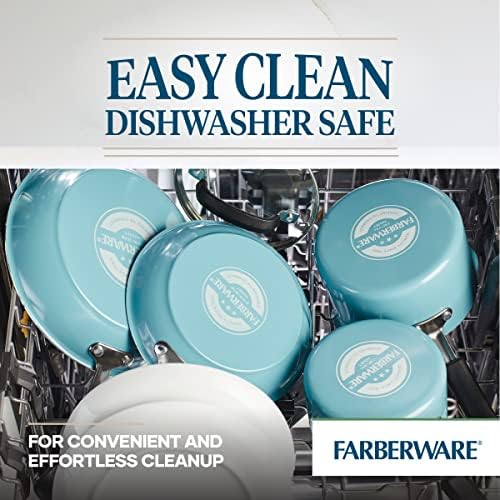 Farberware EcoAdvantage Ceramic Nonstick Deep Frying Pan/Skillet with Helper Handle, 12.5 Inch, Aqua