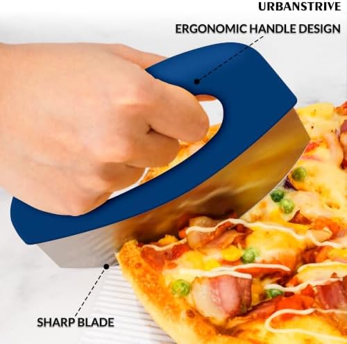 Pizza Cutter with Blade Cover Stainless Steel Upgrade Sharp Blade Dark Blue