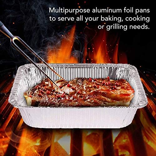 Stock Your Home Aluminum 9x13 Disposable Foil (25 Pack) – Half Size Deep Steam Table for Cooking, Heating, Storing, Prepping Food