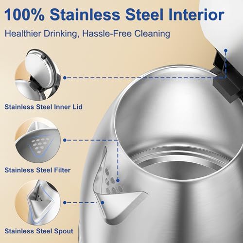 TOPWIT 2.0L Stainless Steel Electric Kettle, Rapid Boiling Hot Water Kettle