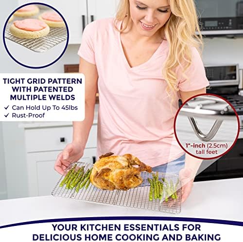 KITCHENATICS Jelly Roll Cooling Rack Stainless Steel Oven Safe Set of 2
