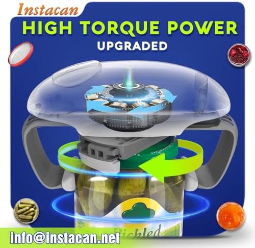 INSTACAN Higher Torque and One Touch Electric Jar Opener Easy Remove Almost Size Lid with Auto-Off, Powerful Bottle Opener for Arthritic Hands, Automatic Jar Opener for Weak Hands and Seniors (White)
