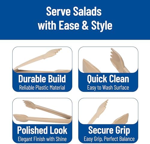 Carlisle FoodService Products 460606 Carly Salad Tong, 6" Salad Tong, Beige (12 Pack)
