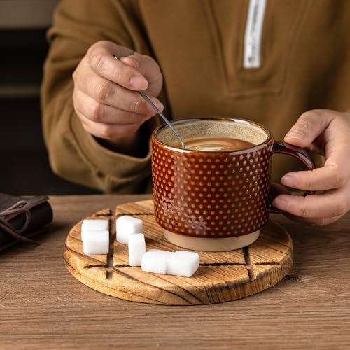 GBhome 12 OZ Stackable Coffee Mugs Set of 6, Ceramic Coffee Cups Set